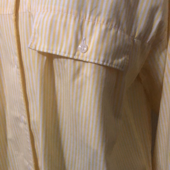 Vintage GAP Boyfriend Fit ButtonUp-Sz L-Cotton-Yellow/White Stripes-EUC - Picture 4 of 16